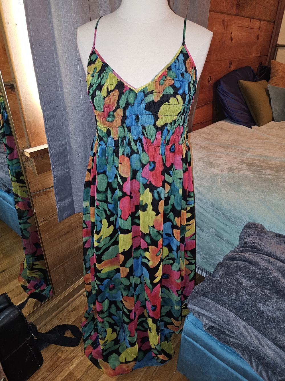 ASOS Multicolor Floral Maxi Dress - Green, Pink, Blue, Orange